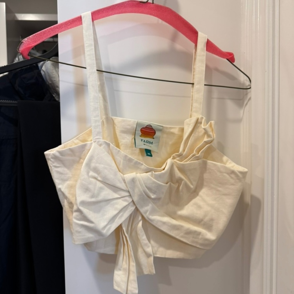 Farm Rio XS Cream Tie Crop Top